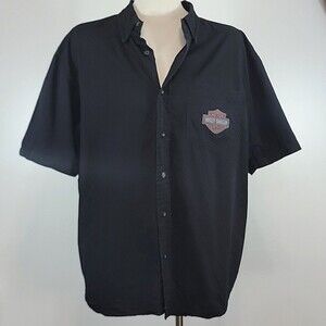 HARLEY-DAVIDSON Button Front Short Sleeve Shirt size L